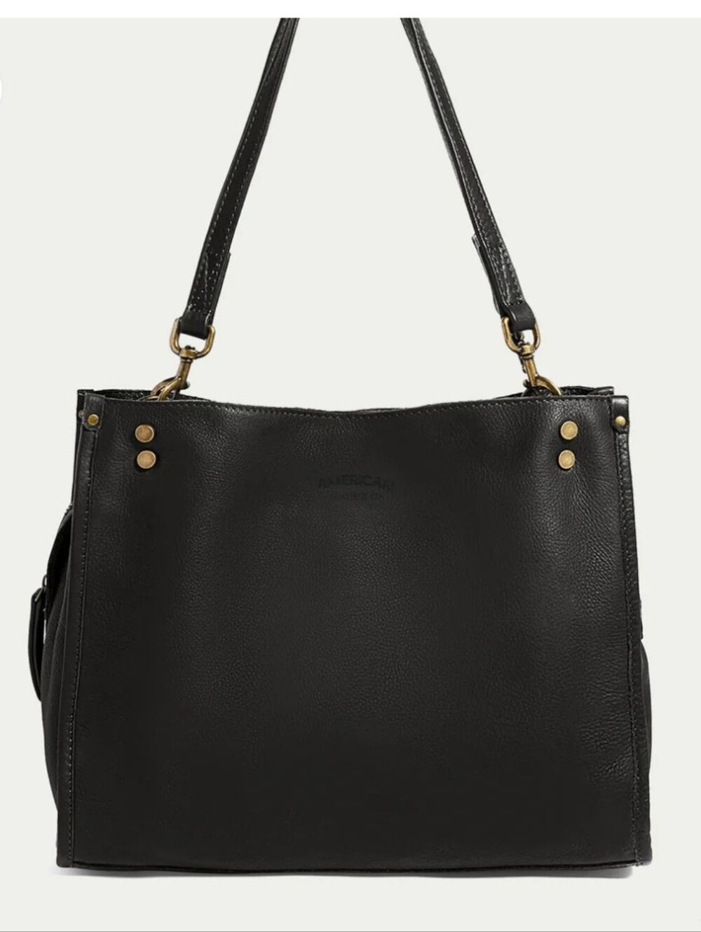 American Leather Co. The Lenox Triple Entry Black Leather Satchel